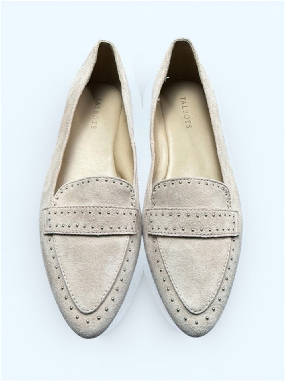 TALBOTS Suede Blush Beige Studded Women's Loafers Size 9.5 Women